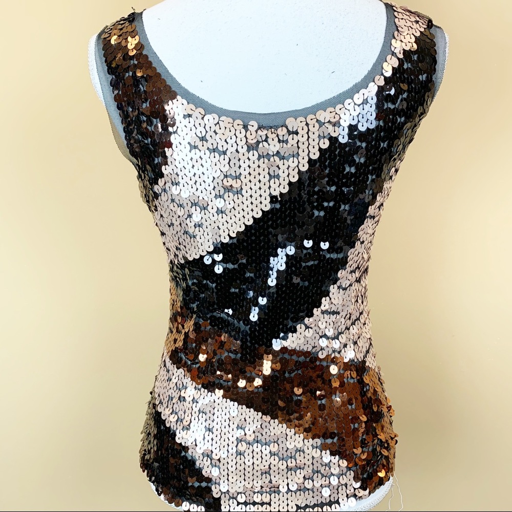 Cache sequined mesh sleeveless tank cocktail top - Picture 4 of 6
